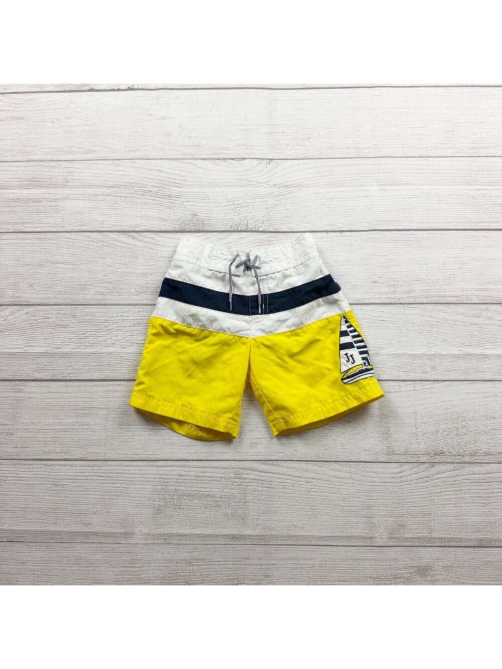 Janie And Jack Toddler Boys Nautical Swim Trunks Yellow White Navy Stripe 2T